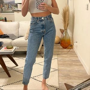 High-waisted mom jeans